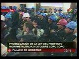 Evo Morales promulga Ley del proyecto hidrometalúrgico de cobre Corocoro - Abr. 2009