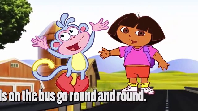 Wheels on the Bus Disney Frozen, Peppa Pig, Dora The Explorer Cartoon Animation Song with lyrics