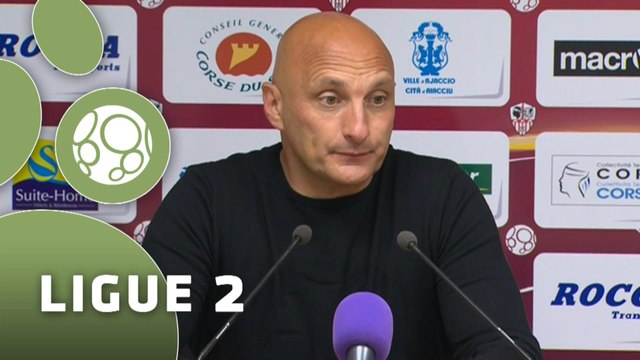 Conférence de presse AC Ajaccio - AC Arles Avignon (2-1) : Olivier PANTALONI (ACAJ) - Victor ZVUNKA (ACA) - 2014/2015