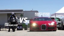 Kawasaki H2R vs Bugatti Veyron Supercar - 12 Mile Airstrip Race