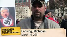 Michigan Demonstrator Compares Gov. Snyder to Hitler