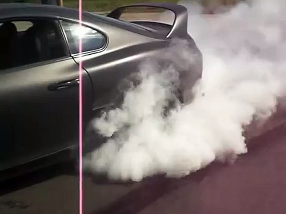 Satin Black Twin Turbo Toyota Supra Burnout - Tire Blowout