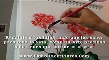 Aprender a pintar flores muy fácil muy rápido con la técnica de pinceladas