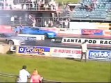 1/4 mile Drag Race 1200bhp Supra v 800 bhp Supra at Santa Pod Raceway