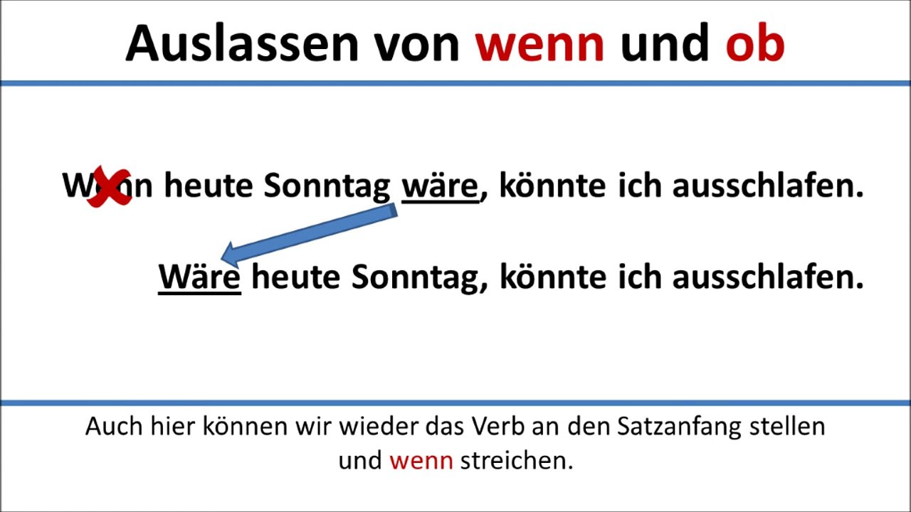 Deutsch: Grammatik - Wenn und Ob weglassen/German: How to omit "wenn" or "ob"