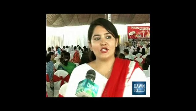 Nurses were busy to take selfies on World Nurses day at Children Hospital, report for Dawn News by Saif Ullah Cheema