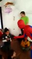 Violent Spiderman faceplant during birthday party : Knocked out!