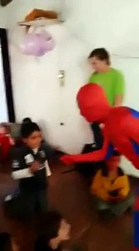 Violent Spiderman faceplant during birthday party : Knocked out!