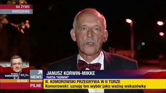 Janusz Korwin-Mikke - Komentarz po wstępnych wynikach wyborów prezydenckich (24.05.2015)