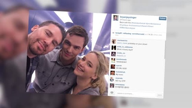 Jennifer Lawrence et Nicholas Hoult sur le plateau de X-Men : Apocalypse