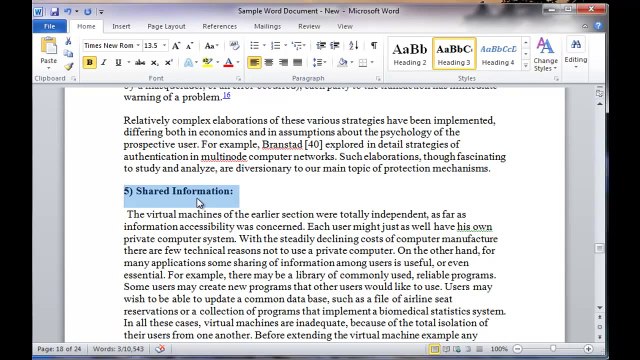 Creating the Table of Contents Using Microsoft Word 2007 / 2010