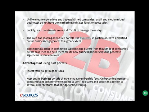 B2B Portal – A Low Cost Electronic Medium Promoting Business