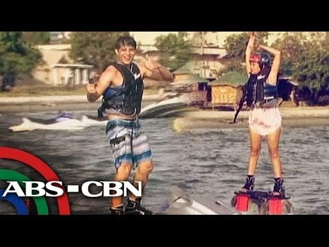 Ejay, K try flyboarding