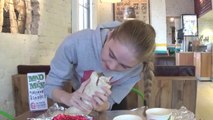 Girl destroys a 5 lb BURRITOZILLA in under 5 minutes!