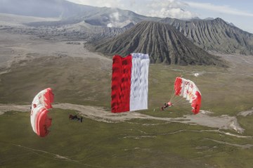 Wingsuit Flight Over an Active Volcano