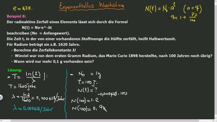 Exponentielles Wachstum - Teil 1. Beispiel 8