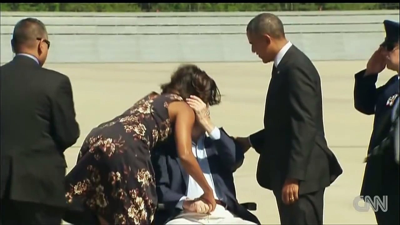 George H. W. Bush greets Obamas