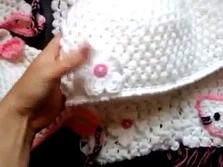 Puff stitch hat and scarf kitty hello } Video response art of crochet by Teresa