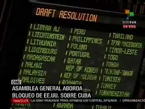 Países de la ONU votaron casi en su totalidad por cese del bloqueo criminal a Cuba 28/10/2009