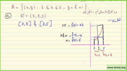 الدرس 3 / السادس العلمي / الرياضيات/ الفصل الرابع/ المناطق المحددة بمنحنيات - مثال 2