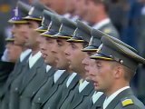 Serbian Army singing anthem in front of Parliament, Belgrade