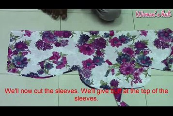 Apple Cut Top and Churidhar Patiyala - 3. Marking and Cutting of the sleeves