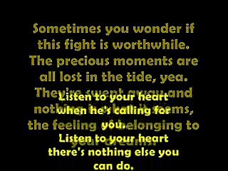 Listen To Your Heart Lyrics On Screen by Roxette