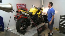 Yamaha R1 2009 Cross-plane being fitted with the new TBR Full System Exhaust and dyno'ed