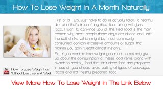 How To Lose Weight In A Month Naturally
