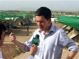 David Miliband interviewed at IDP camp in Swabi.