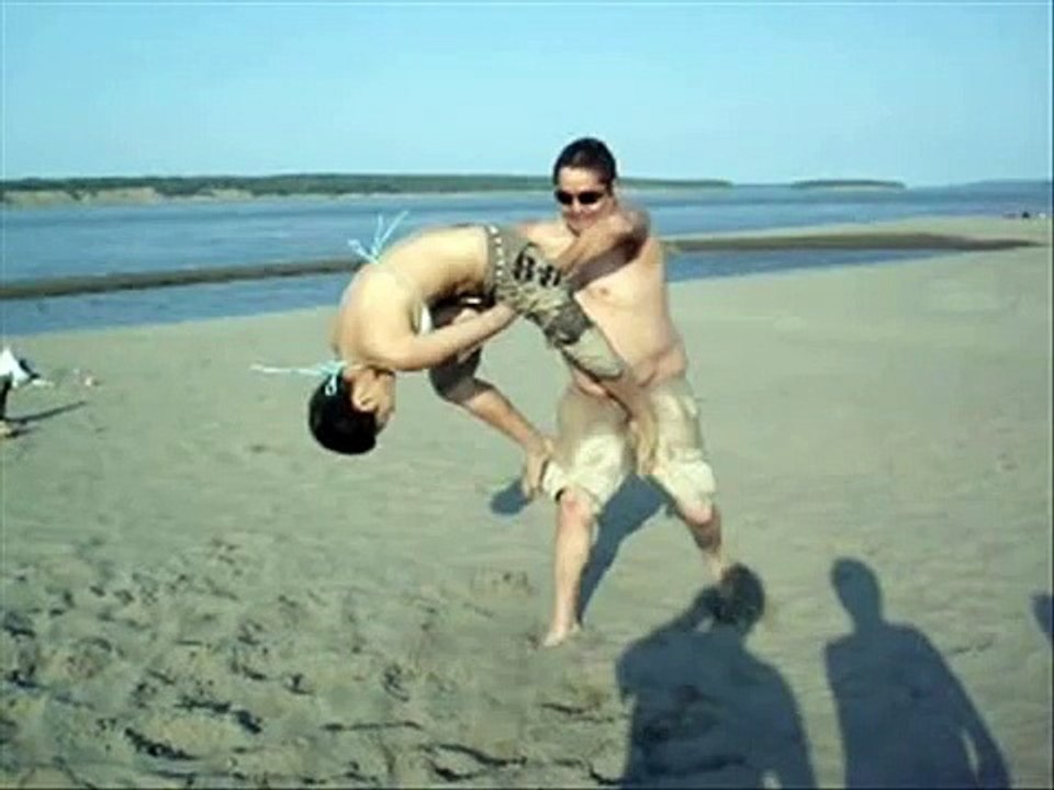 Kicked! in the nuts at the old beach!.