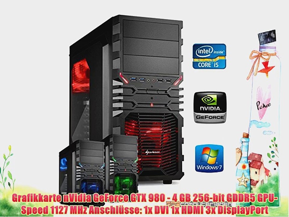 dercomputerladen Gamer PC System Intel i5-4690 4x35 GHz 16GB RAM 2000GB HDD nVidia GTX980 -4GB