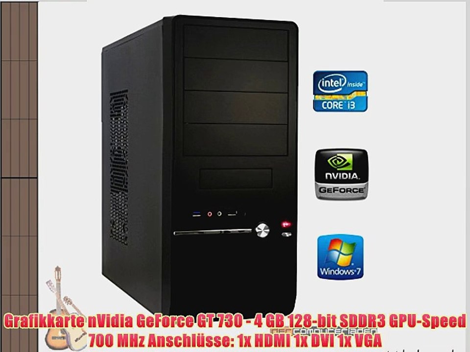 dercomputerladen Office PC System Intel i3-4130 2x34 GHz 16GB RAM 2000GB HDD nVidia GT730 -4GB