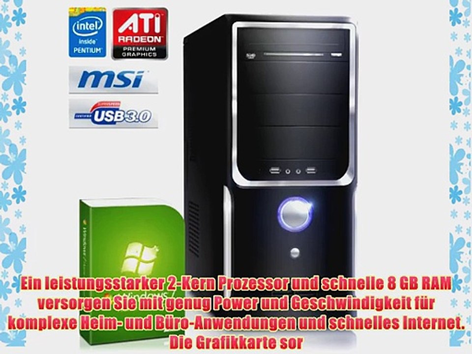 CSL Speed A21005H inkl. Windows 7 - Intel Pentium 2x 3400MHz 8GB RAM 500GB HDD Radeon HD 5450