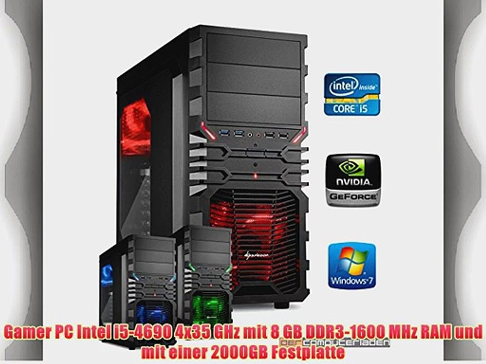 dercomputerladen Gamer PC System Intel i5-4690 4x35 GHz 8GB RAM 2000GB HDD nVidia GTX960 -4GB