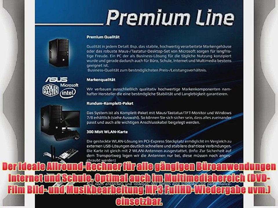 Premium PC [184416] Intel G3220 2x3.0GHz 4GB 500GB SATA3 Intel Grafik ASUS USB3 DVD CR Sound