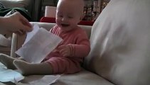 Baby Laughing Hysterically at Ripping Paper (Original)