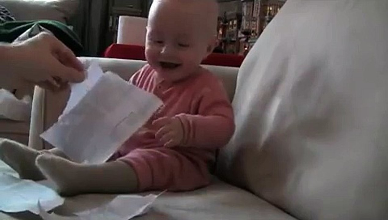 Baby Laughing Hysterically at Ripping Paper (Original)