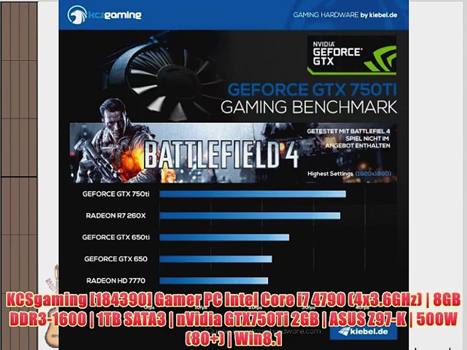 KCSgaming [184390] Gamer PC Intel Core i7 4790 (4x3.6GHz) | 8GB DDR3-1600 | 1TB SATA3 | nVidia