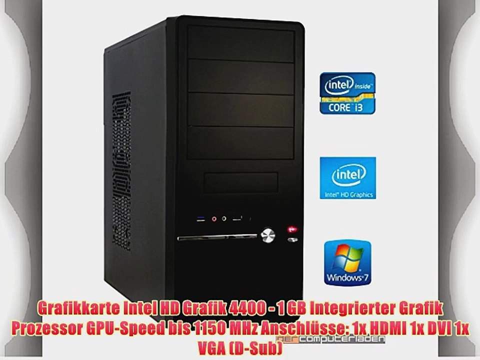 dercomputerladen Office PC System Intel i3-4130 2x34 GHz 8GB RAM 500GB HDD Intel HD Grafik