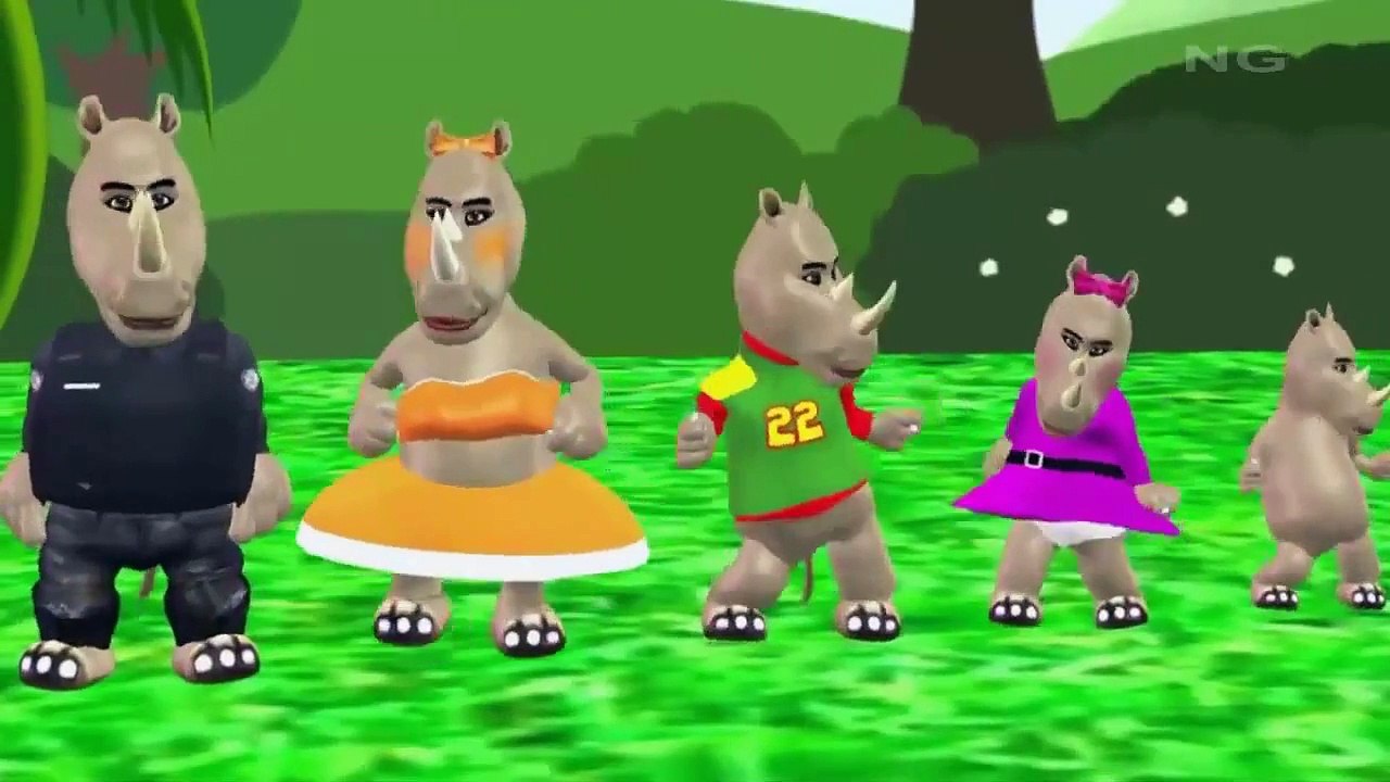 Finger Family Nursery Rhymes for Children Rhinoceros Cartoon   Finger Family Children Nursery Rhymes