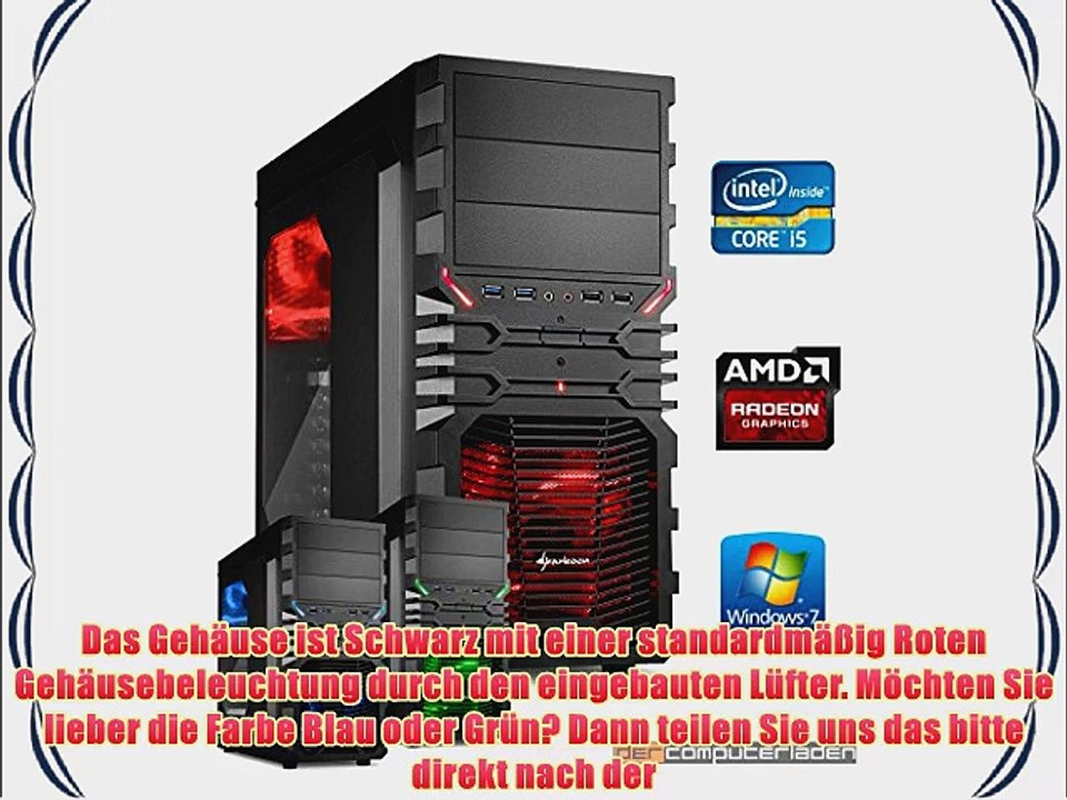 dercomputerladen Gamer PC System Intel i5-4690 4x35 GHz 16GB RAM 1000GB HDD Radeon R9 270X