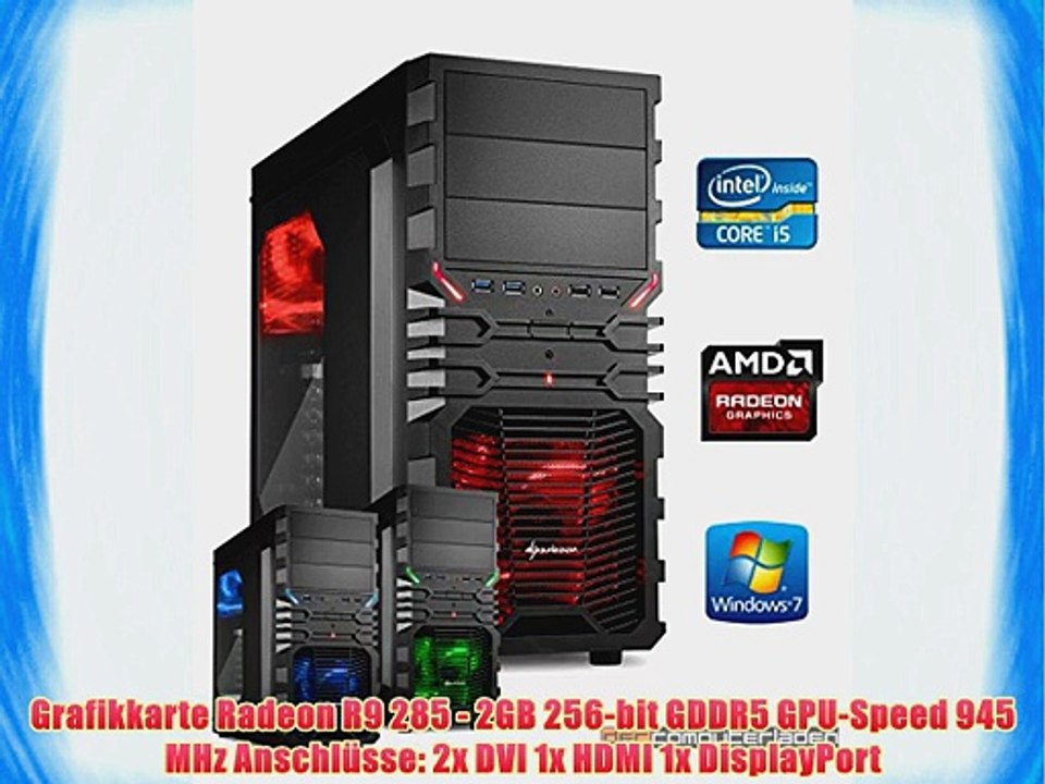dercomputerladen Gamer PC System Intel i5-4690 4x35 GHz 16GB RAM 1000GB HDD Radeon R9 285 -2GB