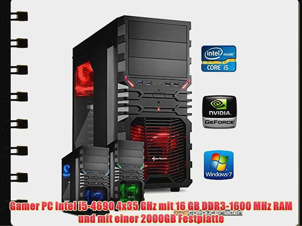 dercomputerladen Gamer PC System Intel i5-4690 4x35 GHz 16GB RAM 2000GB HDD nVidia GTX750 Ti