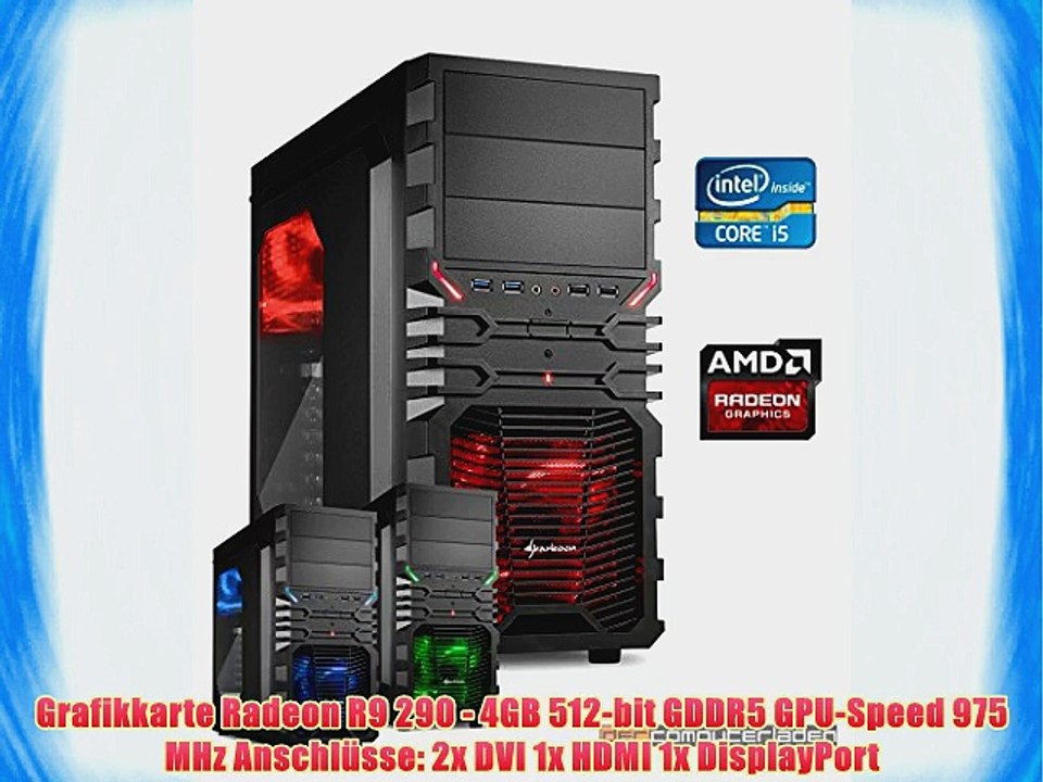 dercomputerladen Gamer PC System Intel i5-4690 4x35 GHz 16GB RAM 2000GB HDD Radeon R9 290 -4GB