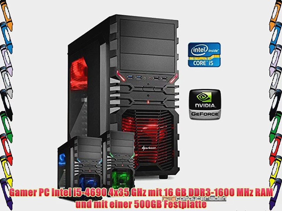 dercomputerladen Gamer PC System Intel i5-4690 4x35 GHz 16GB RAM 500GB HDD nVidia GT730 -4GB