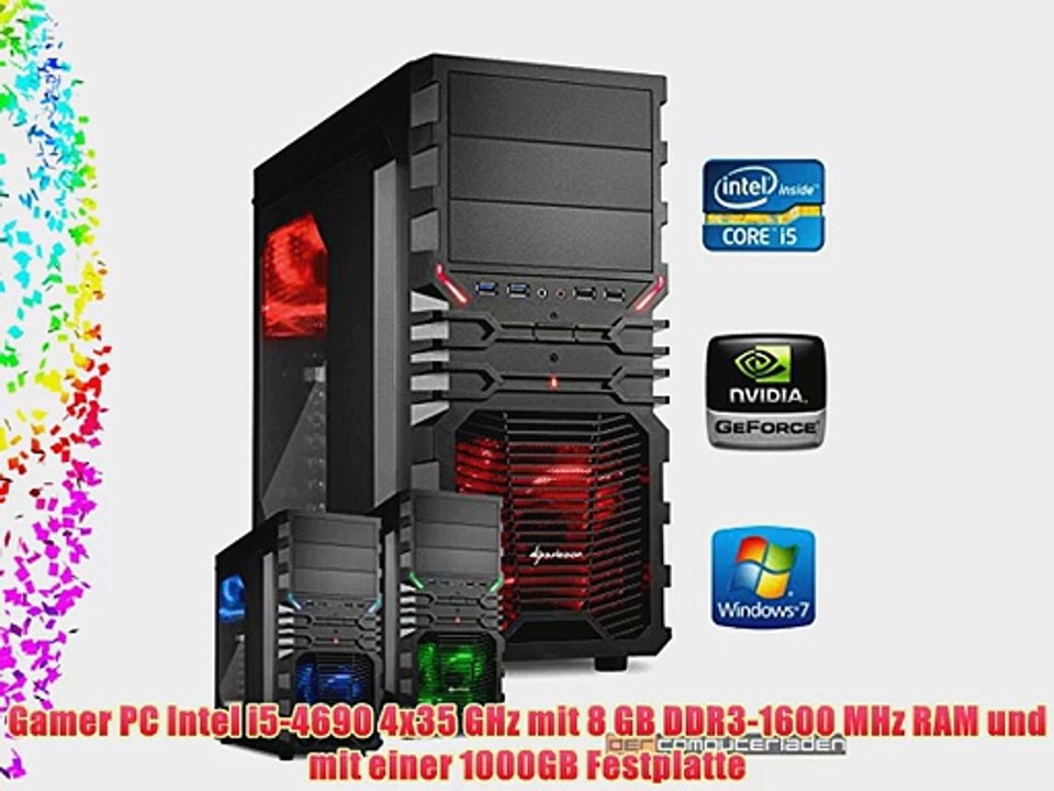dercomputerladen Gamer PC System Intel i5-4690 4x35 GHz 8GB RAM 1000GB HDD nVidia GTX960 -4GB