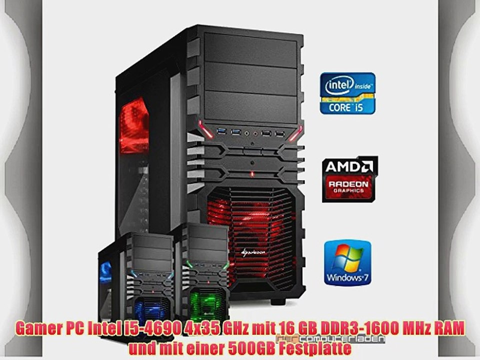 dercomputerladen Gamer PC System Intel i5-4690 4x35 GHz 16GB RAM 500GB HDD Radeon R9 280X -3GB
