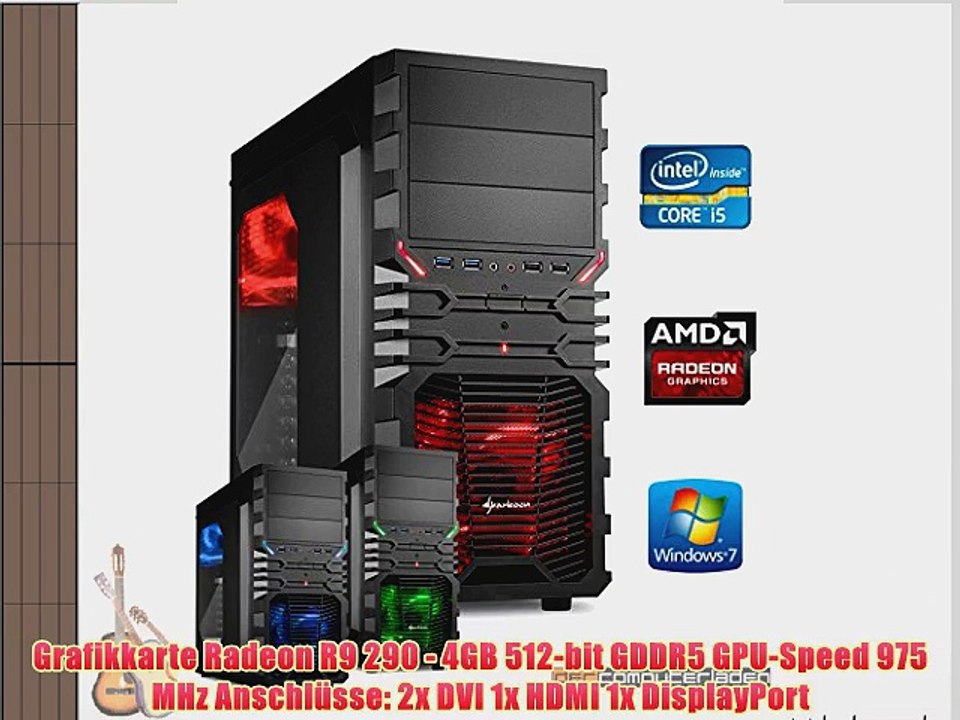 dercomputerladen Gamer PC System Intel i5-4690 4x35 GHz 8GB RAM 1000GB HDD Radeon R9 290 -4GB