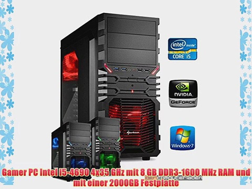dercomputerladen Gamer PC System Intel i5-4690 4x35 GHz 8GB RAM 2000GB HDD nVidia GT730 -4GB